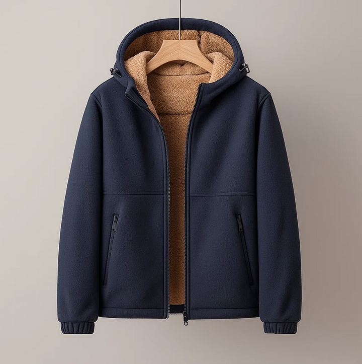 Men's Wool-Blend Hoodie – Sherpa-Lined Full-Zip for Cold Days