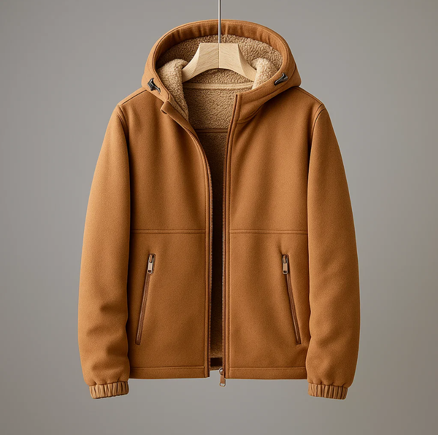 Men's Wool-Blend Hoodie – Sherpa-Lined Full-Zip for Cold Days