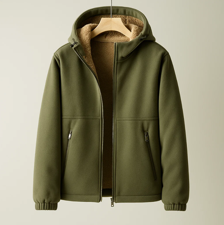 Men's Wool-Blend Hoodie – Sherpa-Lined Full-Zip for Cold Days