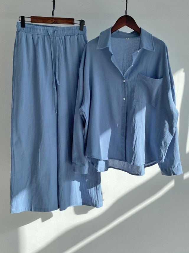 Women's Two-Piece Bolero Top and Pants Set - Effortless Streetwear