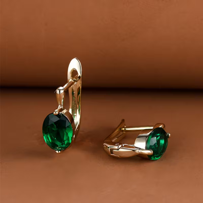 Women's Gold-Plated Oval Glow Earrings - Timeless Shine