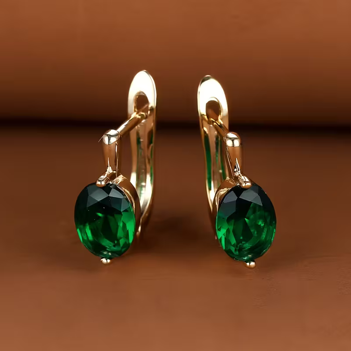 Women's Gold-Plated Oval Glow Earrings - Timeless Shine