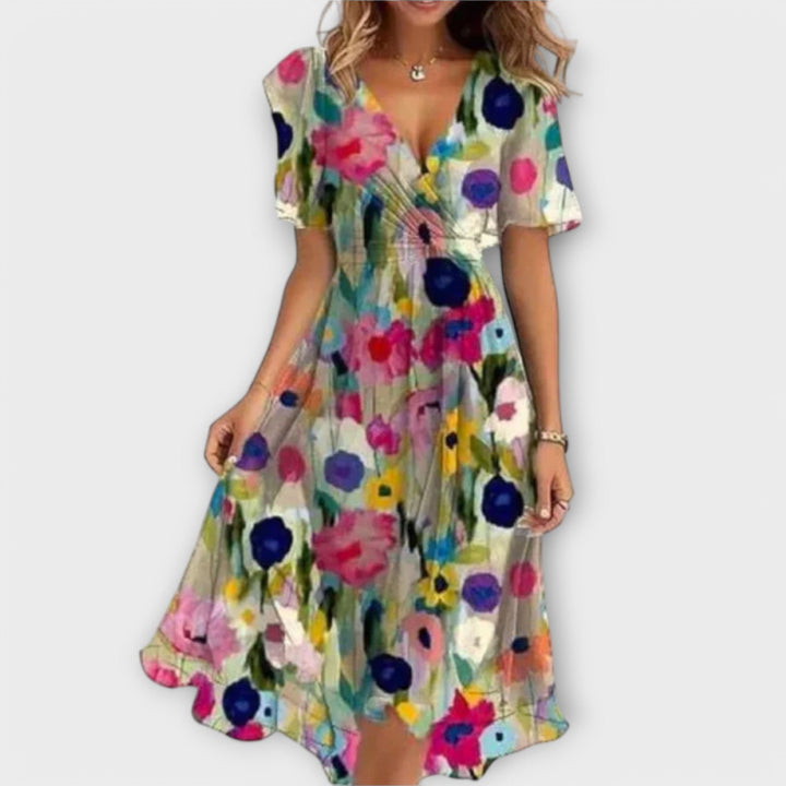 Women's V-Neck Elegant Dress - Effortless Day to Night Style