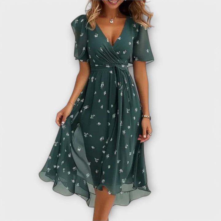 Women's V-Neck Elegant Dress - Effortless Day to Night Style