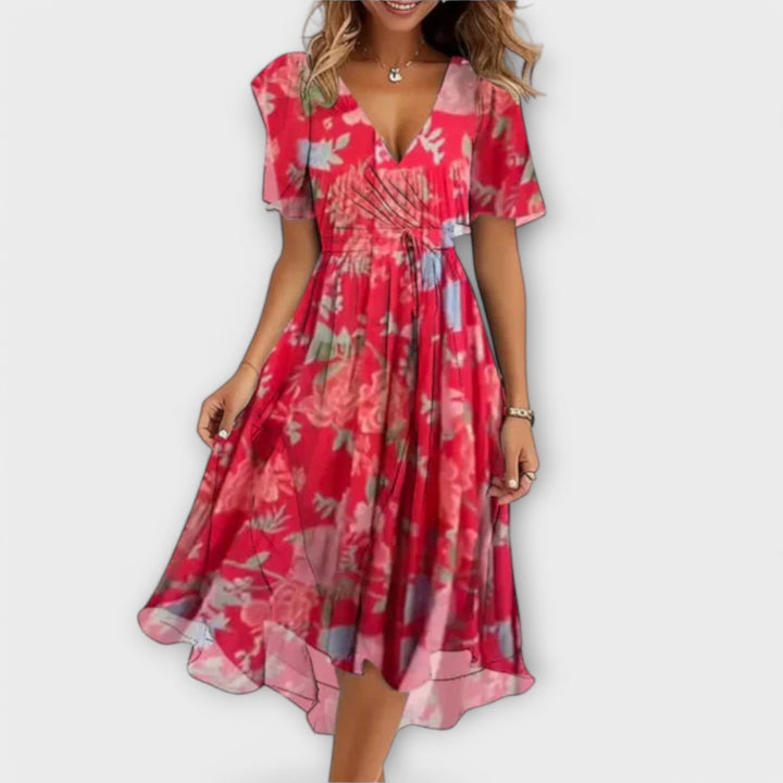 Women's V-Neck Elegant Dress - Effortless Day to Night Style