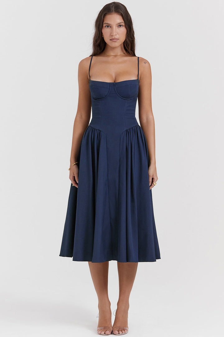 Women's Modern Muse Midi Dress - Effortless Grace & Timeless Elegance