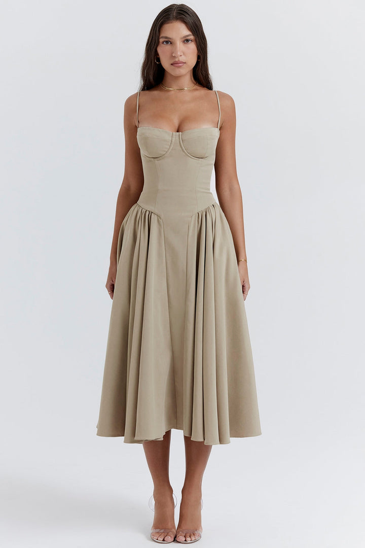 Women's Modern Muse Midi Dress - Effortless Grace & Timeless Elegance