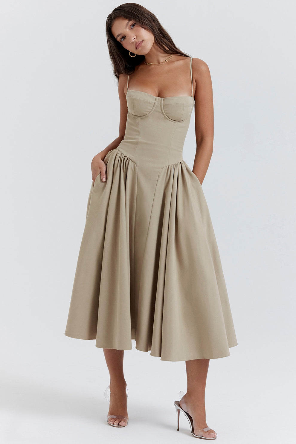 Women's Modern Muse Midi Dress - Effortless Grace & Timeless Elegance