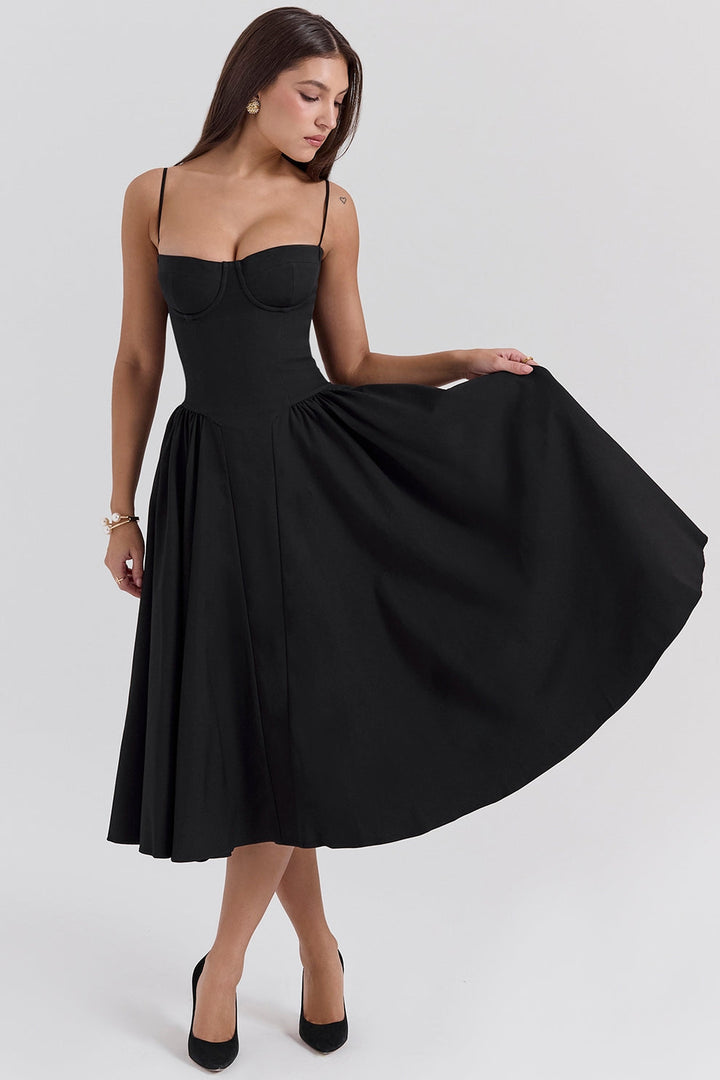 Women's Modern Muse Midi Dress - Effortless Grace & Timeless Elegance