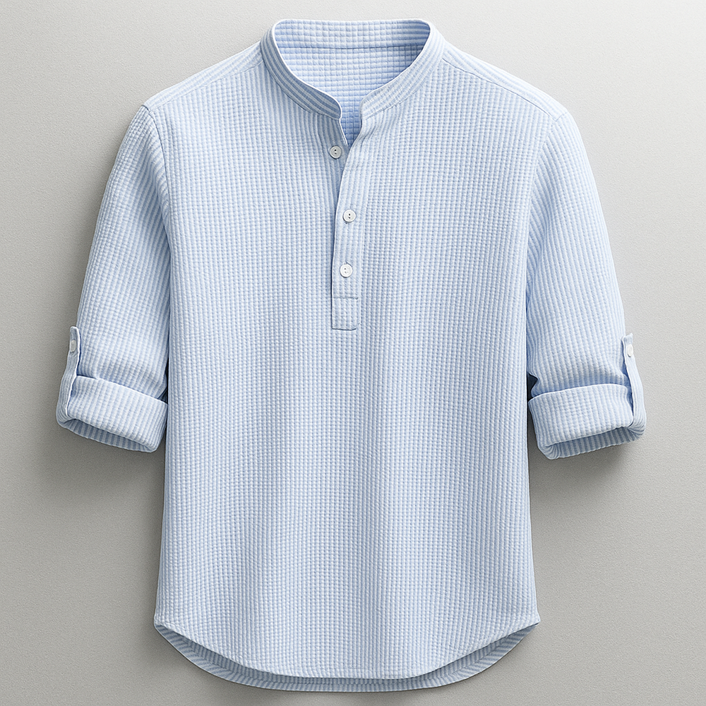 Men's Cotton-Linen Shirt – Tailored Fit with Roll Sleeves