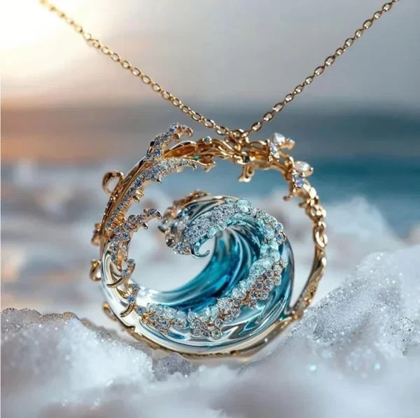 Women's Ocean-Inspired Resin Pendant Necklace - Everyday Elegance