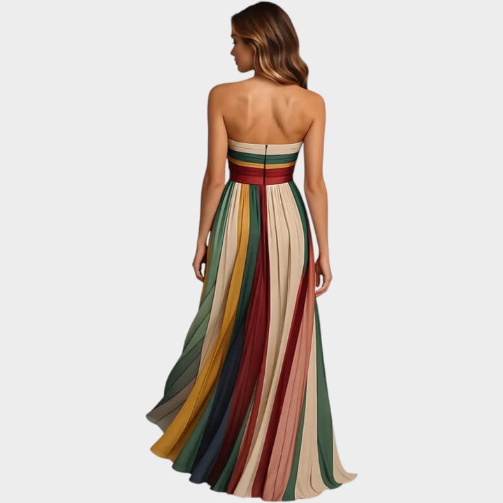 Women's Pleated Strapless Maxi Dress - For Summer Events & Evenings