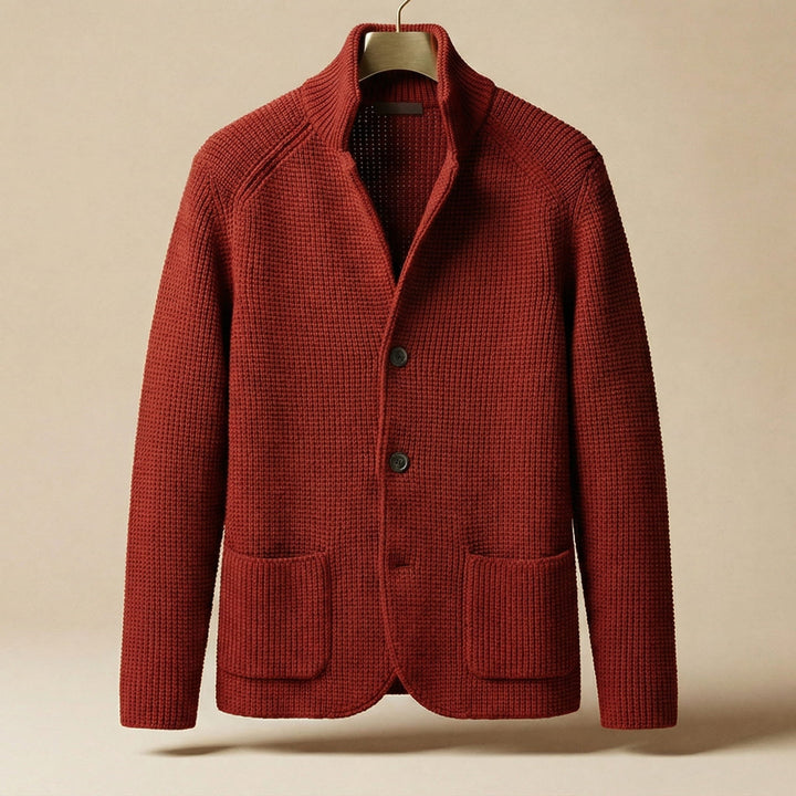 Men's Knit Cardigan – Button-Front Tailored Layering Jumper