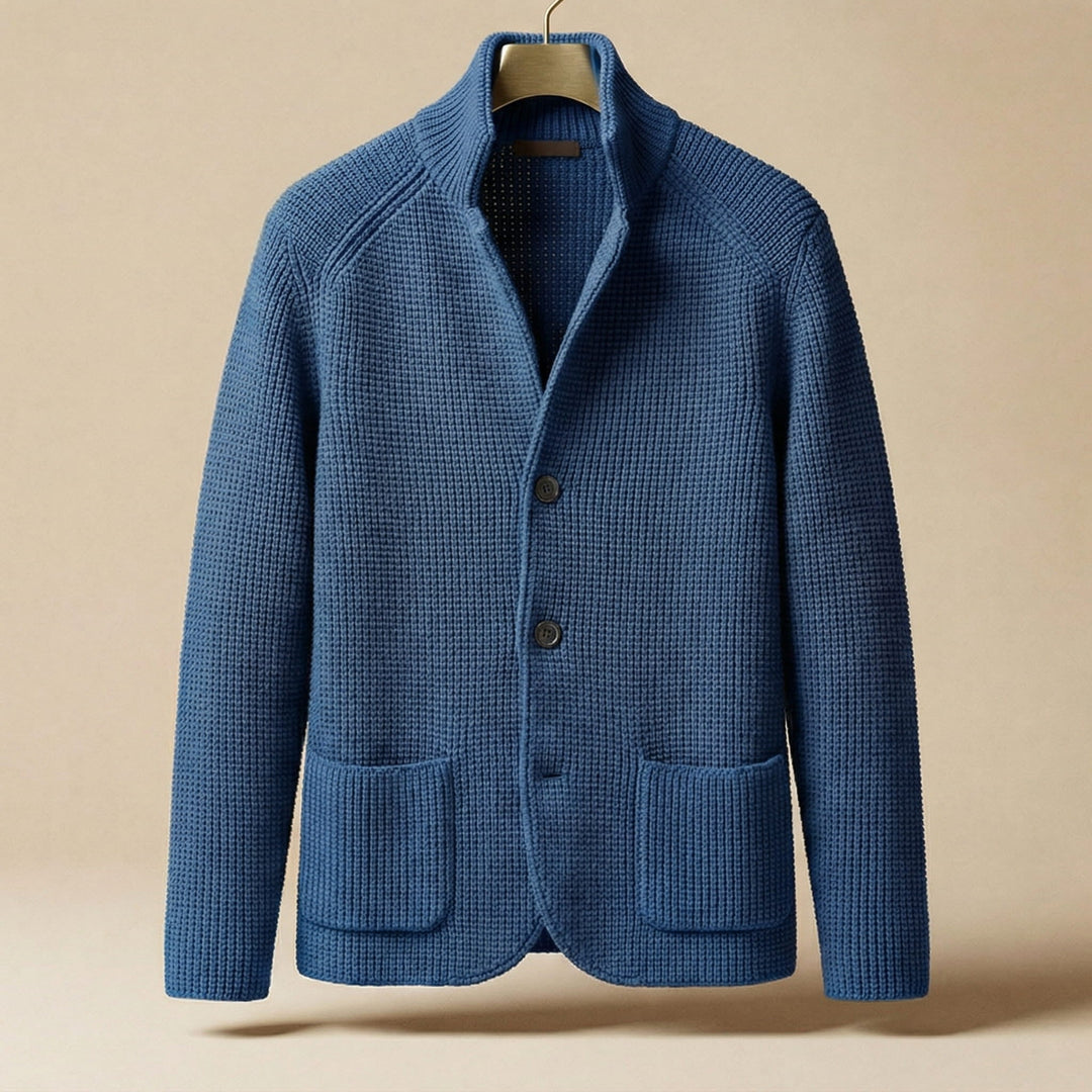 Men's Knit Cardigan – Button-Front Tailored Layering Jumper