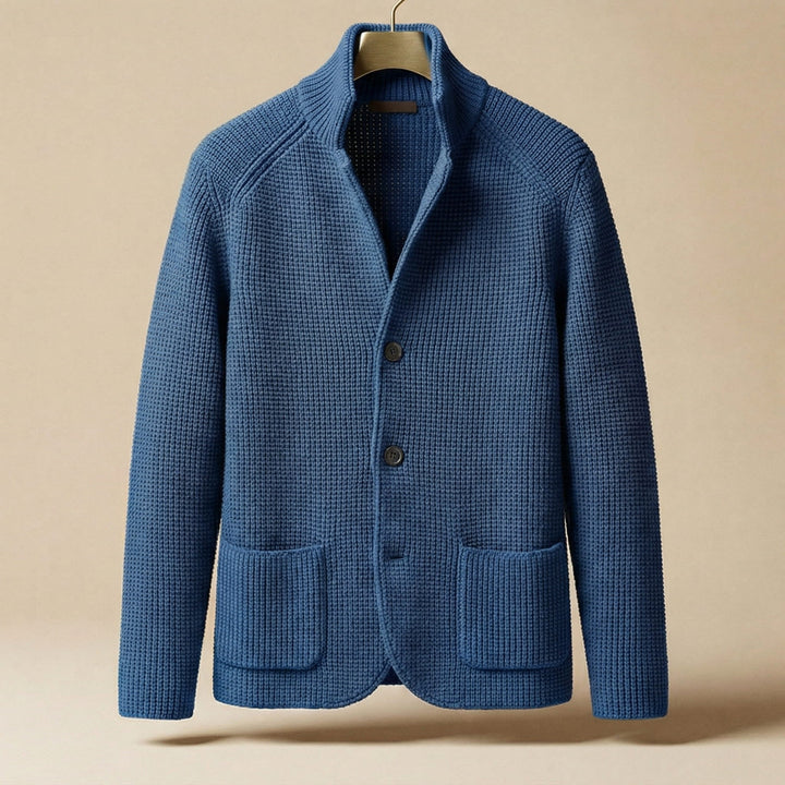 Men's Knit Cardigan – Button-Front Tailored Layering Jumper