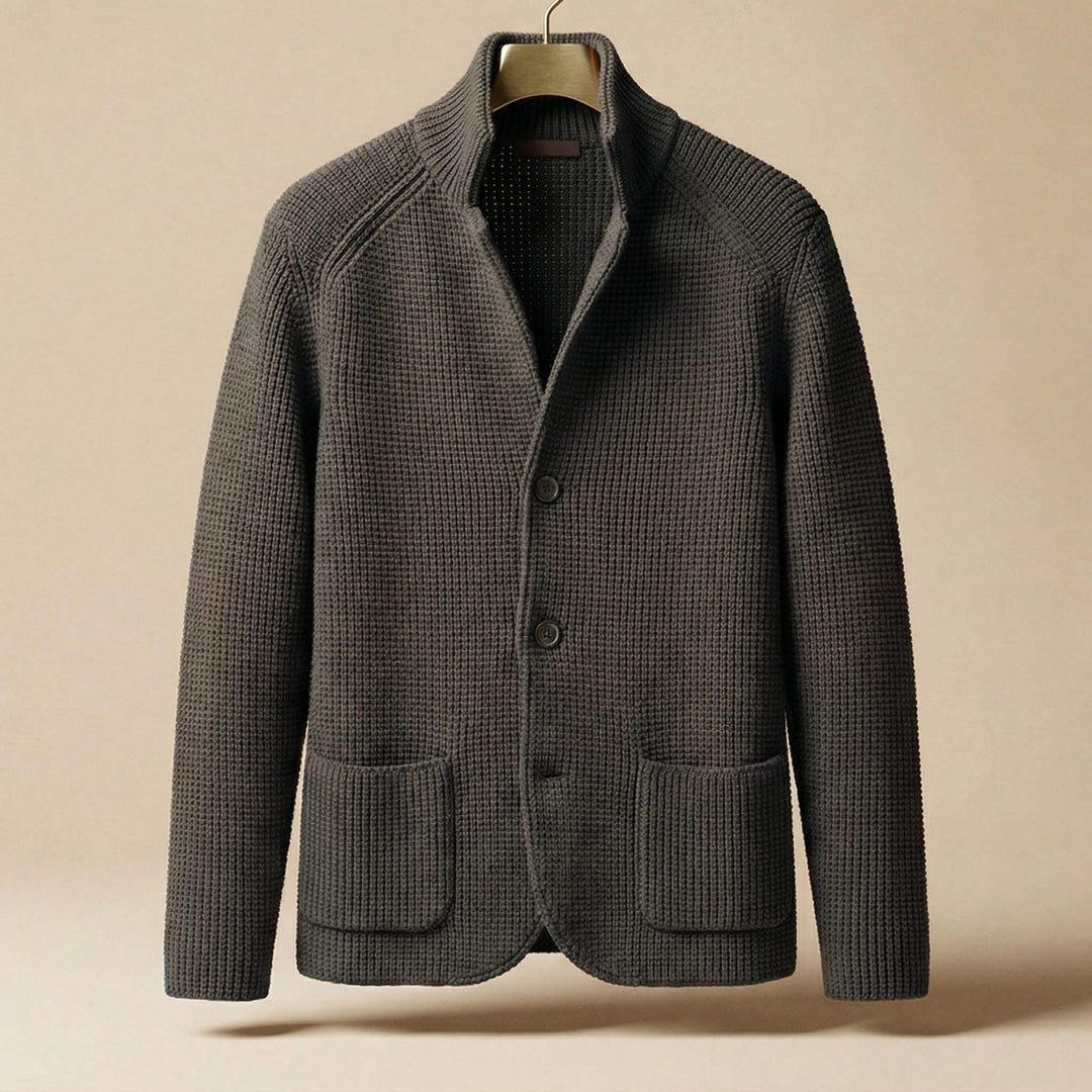 Men's Knit Cardigan – Button-Front Tailored Layering Jumper