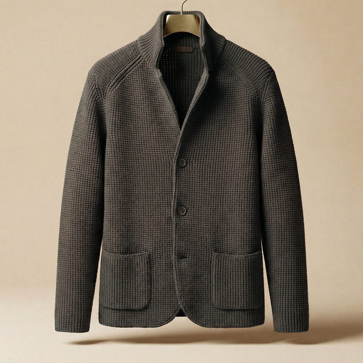 Men's Knit Cardigan – Button-Front Tailored Layering Jumper
