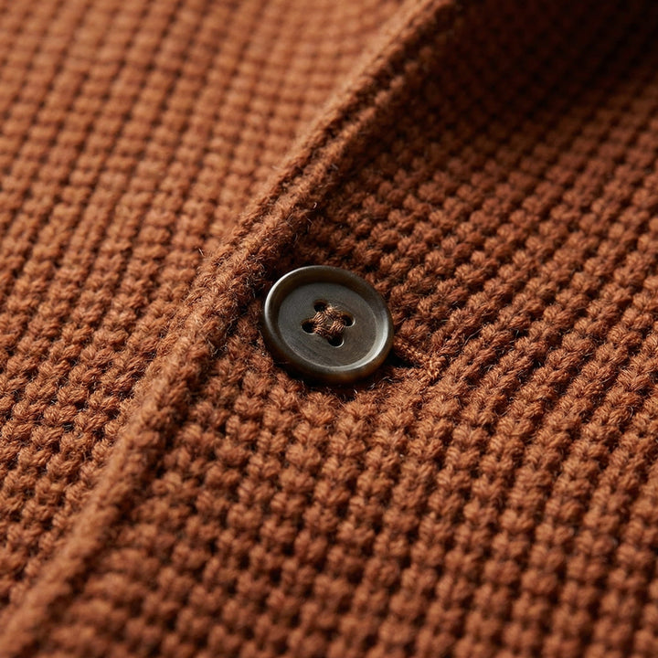 Men's Knit Cardigan – Button-Front Tailored Layering Jumper