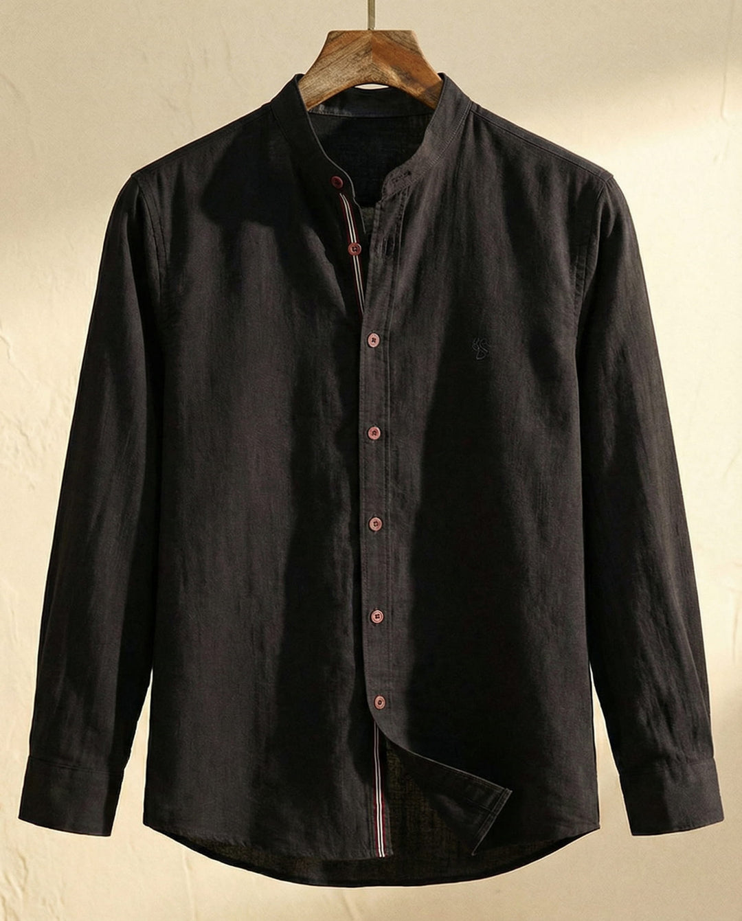 Men's Cotton Band Collar Shirt – Grandad Collar Casual Shirt