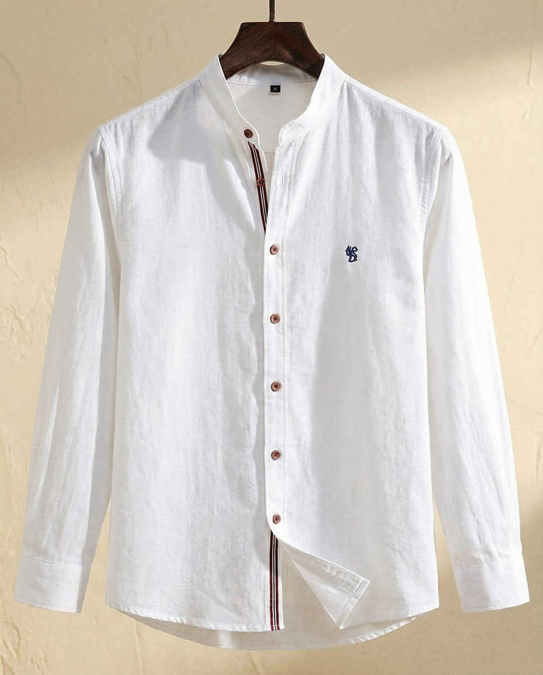 Men's Cotton Band Collar Shirt – Grandad Collar Casual Shirt