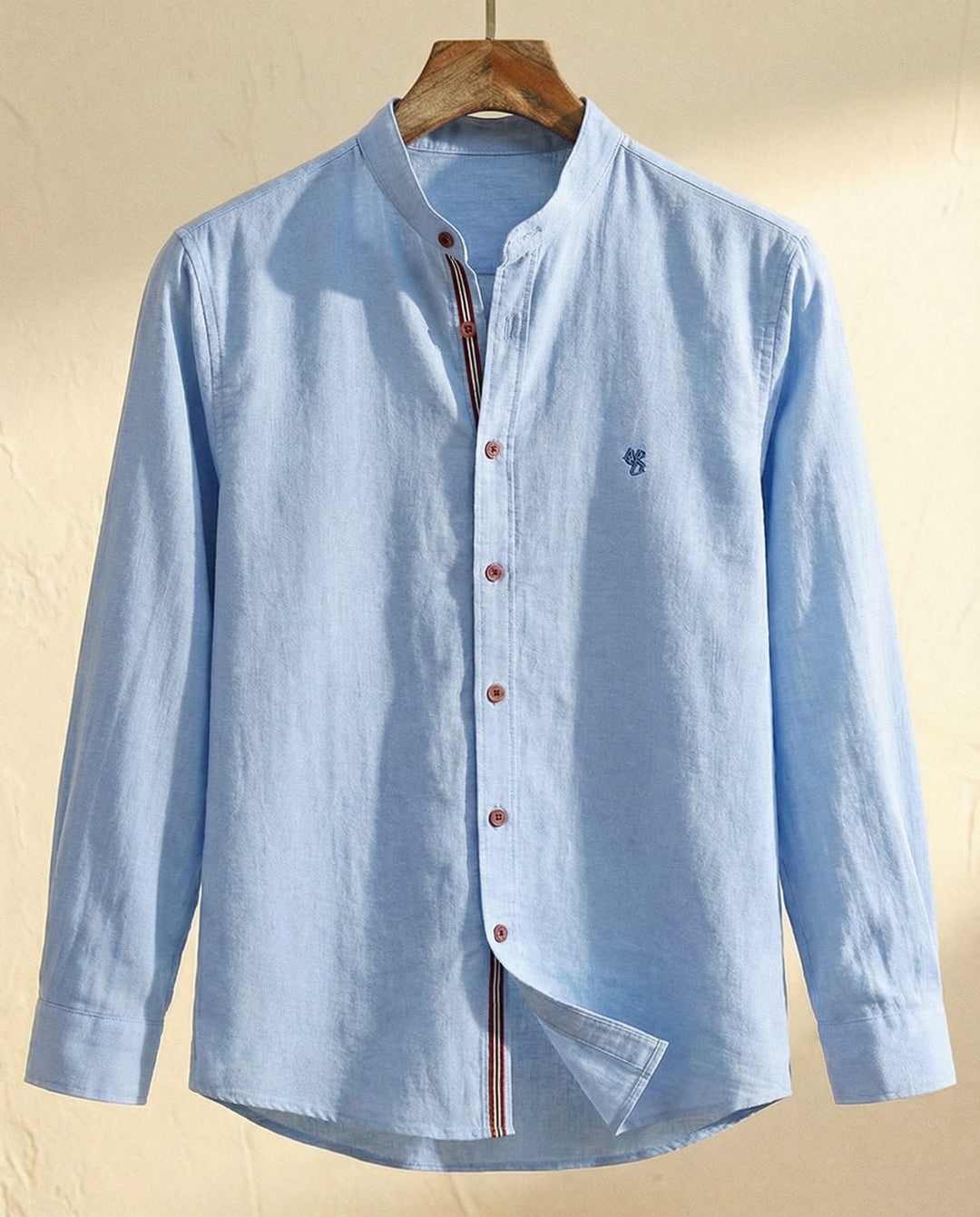 Men's Cotton Band Collar Shirt – Grandad Collar Casual Shirt