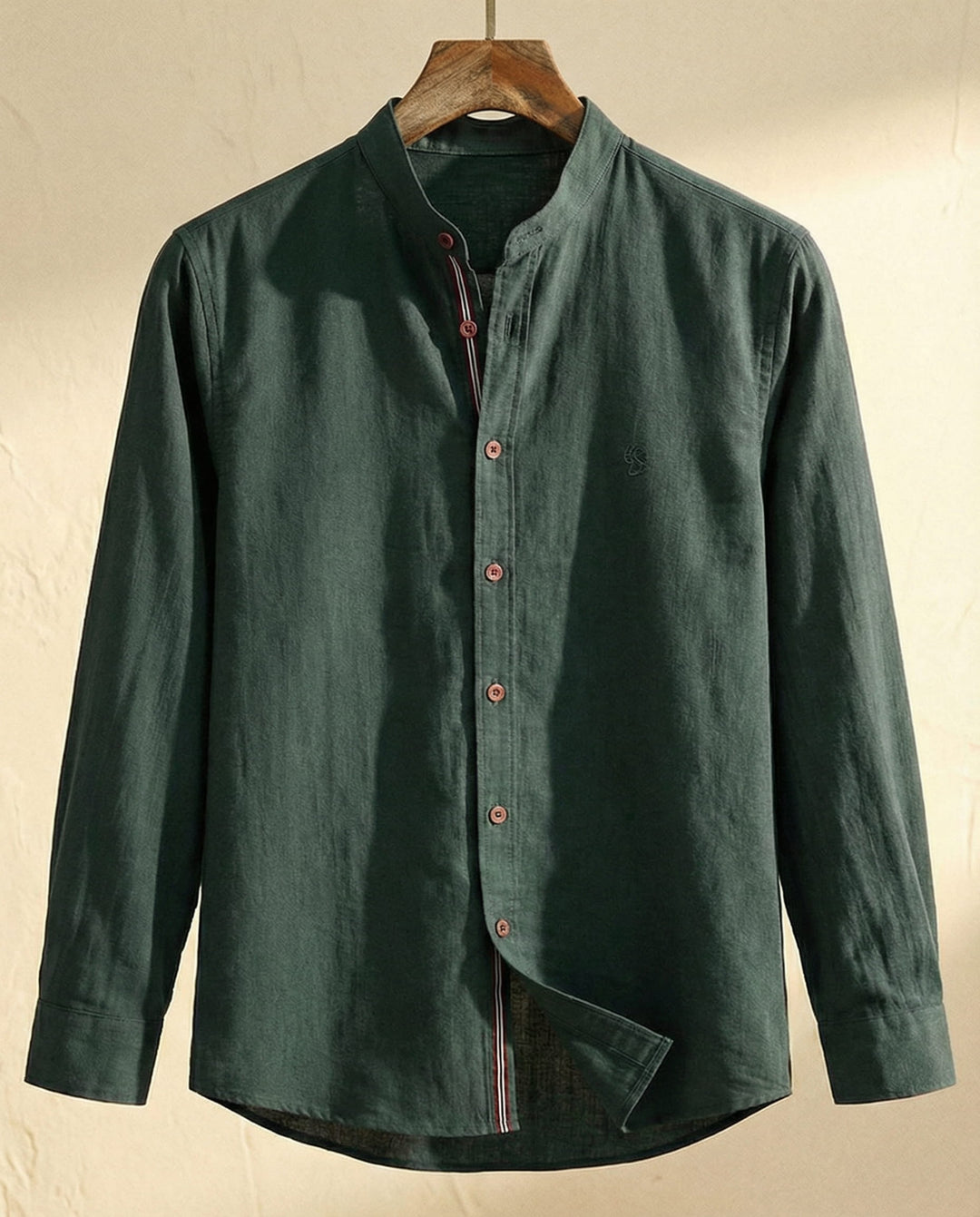 Men's Cotton Band Collar Shirt – Grandad Collar Casual Shirt