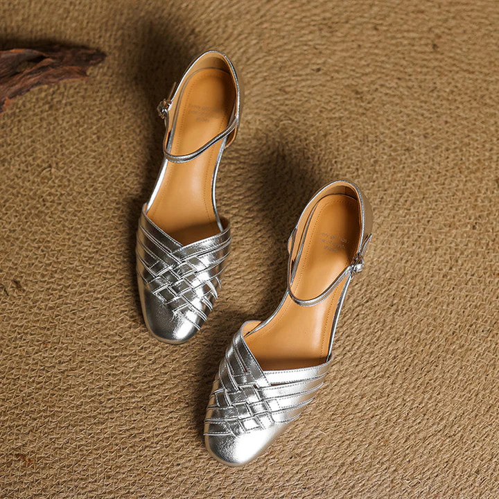Women's Leather Block Heel Shoes - Everyday Elegance