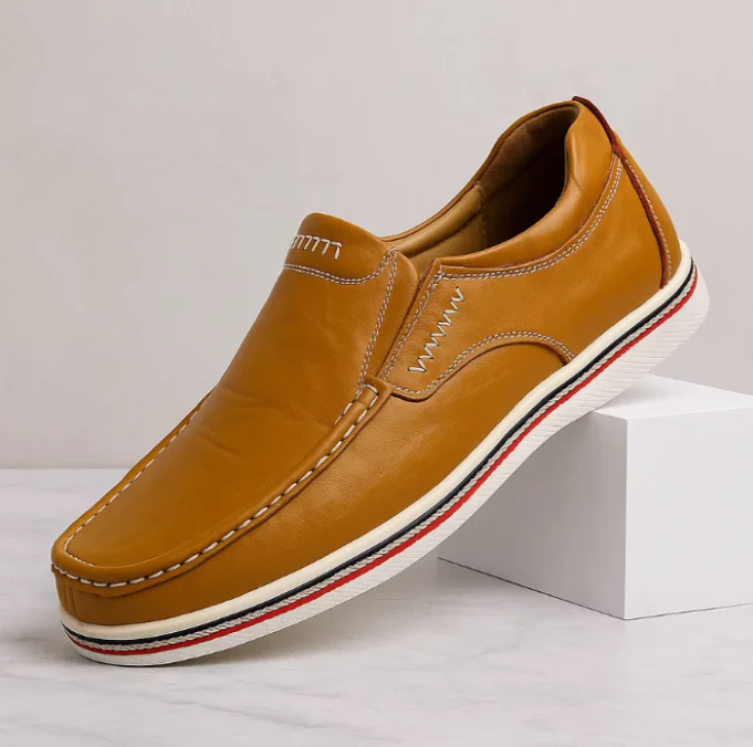 Women's Leather Loafers - Slip-On Comfort with Padded Insole