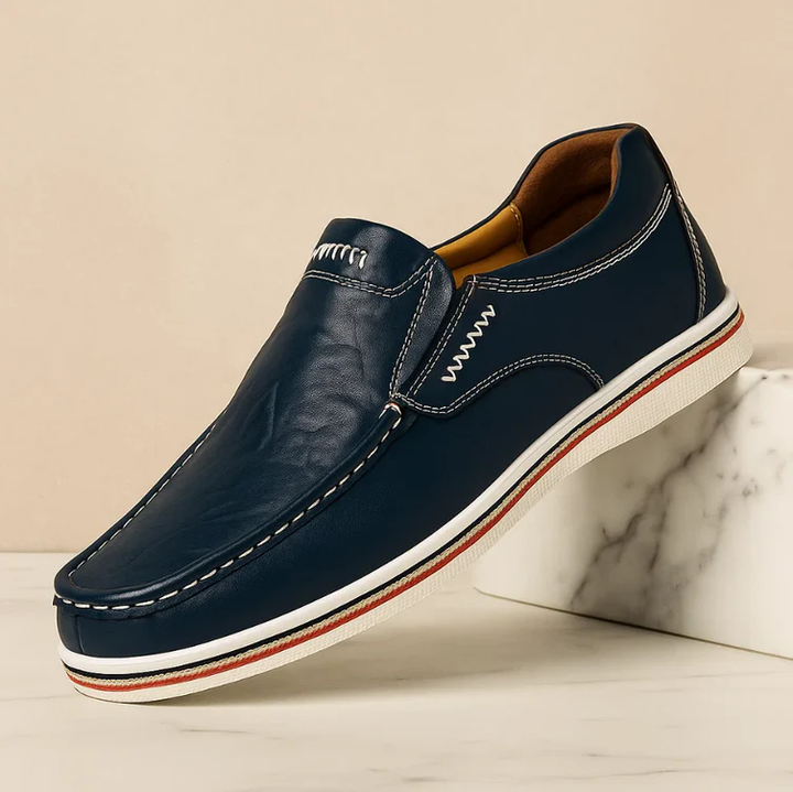 Women's Leather Loafers - Slip-On Comfort with Padded Insole