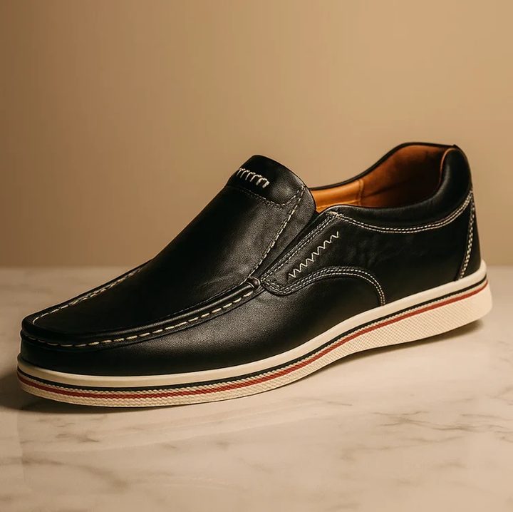 Women's Leather Loafers - Slip-On Comfort with Padded Insole