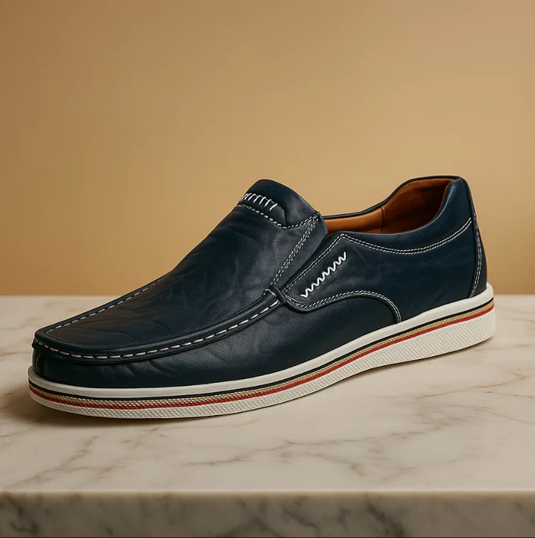 Women's Leather Loafers - Slip-On Comfort with Padded Insole