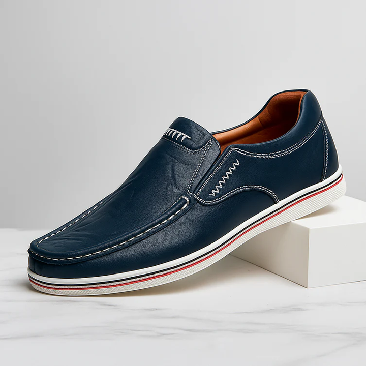 Women's Leather Loafers - Slip-On Comfort with Padded Insole