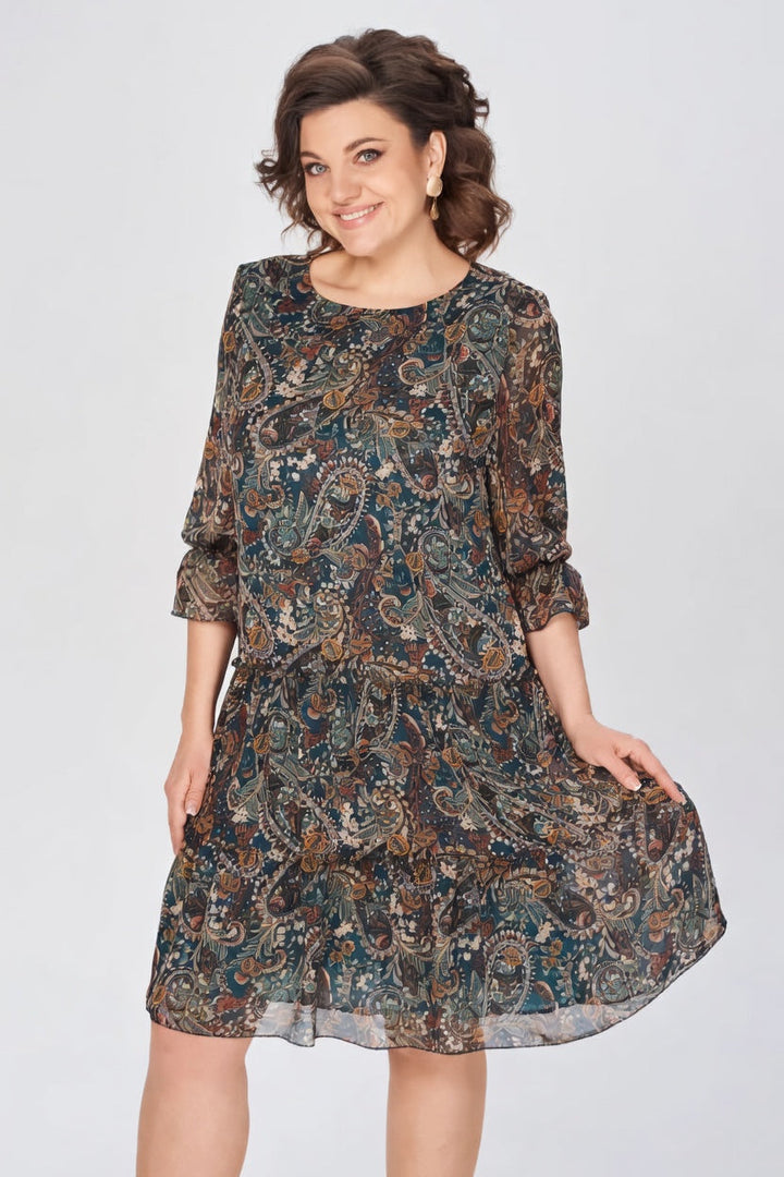 Women's Floral Elegant Midi Dress – Timeless Sophistication