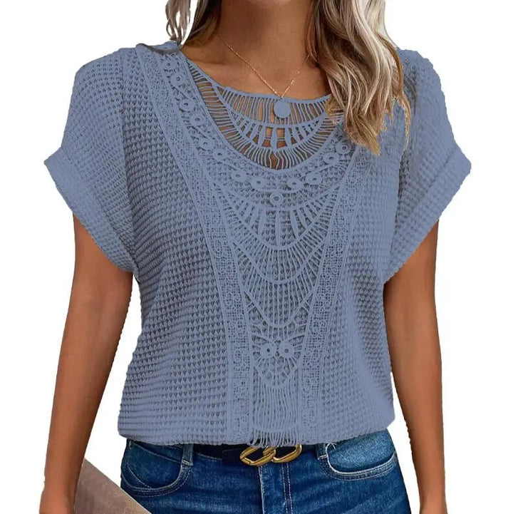 Women's Chic Round Neck Knit Top - Flattering Everyday Essential