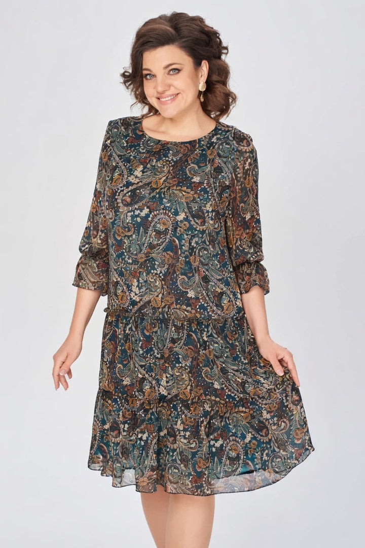 Women's Floral Elegant Midi Dress – Timeless Sophistication
