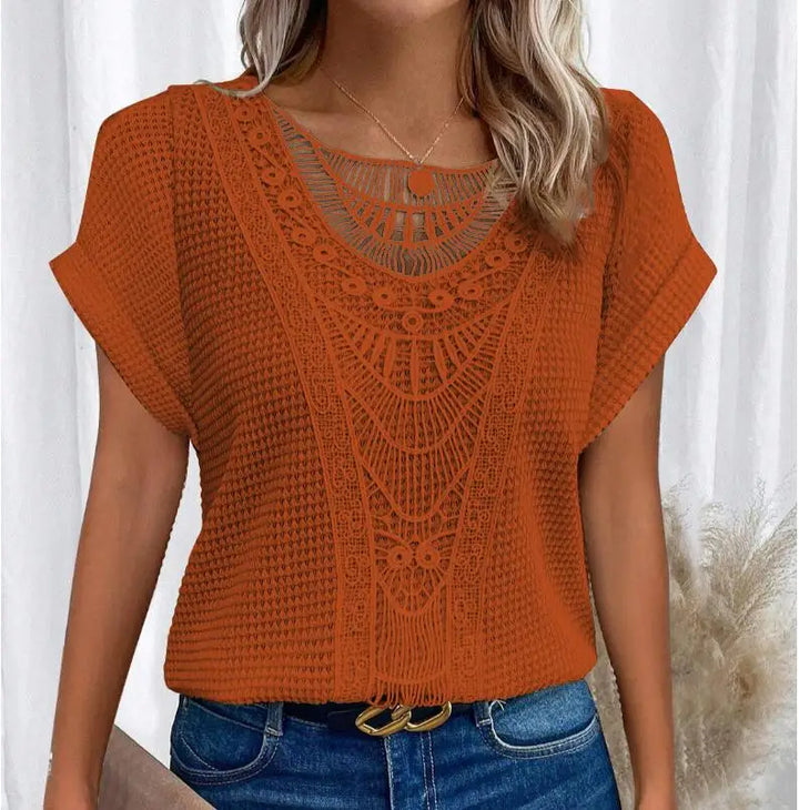 Women's Chic Round Neck Knit Top - Flattering Everyday Essential
