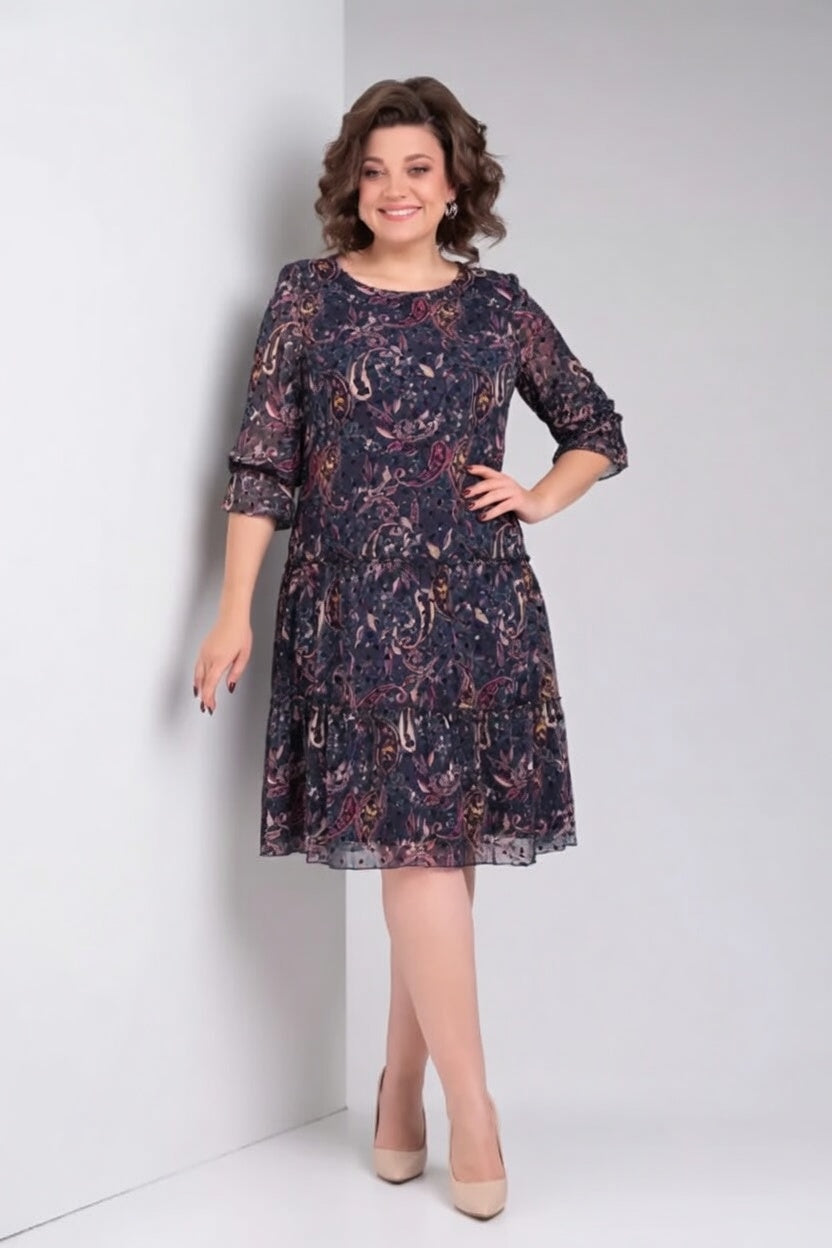 Women's Floral Elegant Midi Dress – Timeless Sophistication