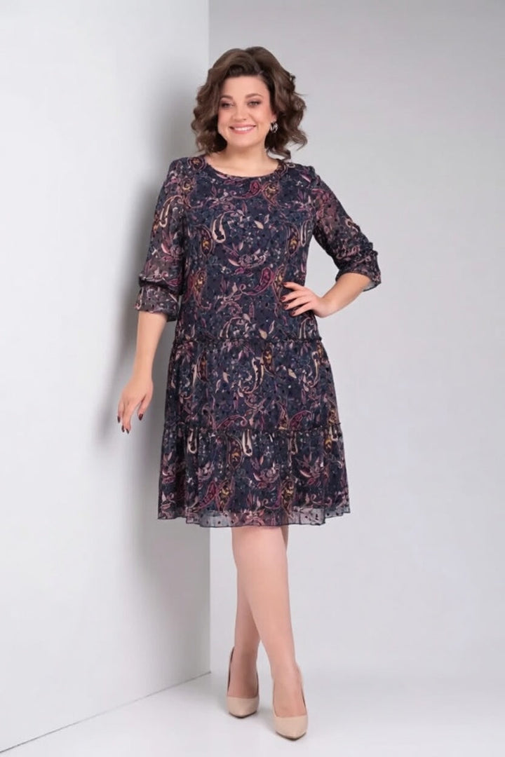 Women's Floral Elegant Midi Dress – Timeless Sophistication