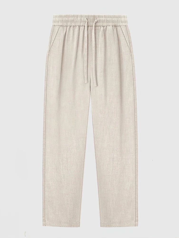 Men's Cotton-Linen Lounge Trousers – Relaxed Drawstring Comfort