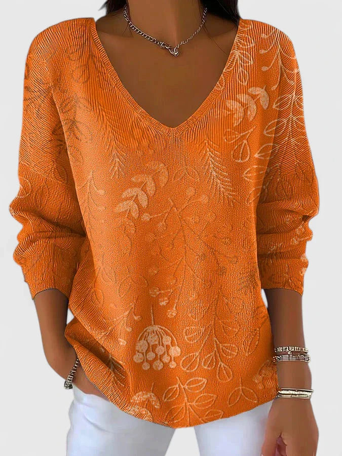 Women's Relaxed V-Neck Sweater - Effortless Everyday Style