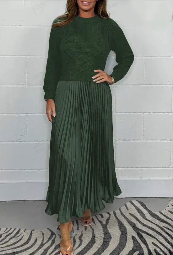 Women's Brielle Pleated Sweater Dress - Cozy & Elegant