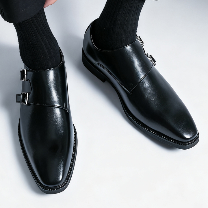 Men's Leather Monk Strap Loafers – Smart Casual Dress Shoes