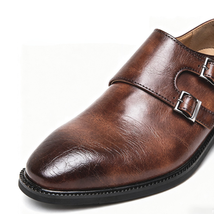 Men's Leather Monk Strap Loafers – Smart Casual Dress Shoes