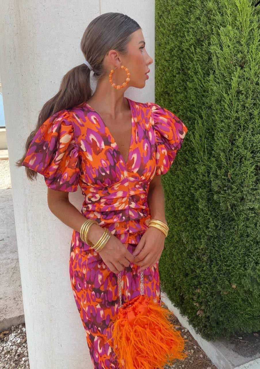 Women's Floral Print Ani Midi Dress - Elegant Summer Style