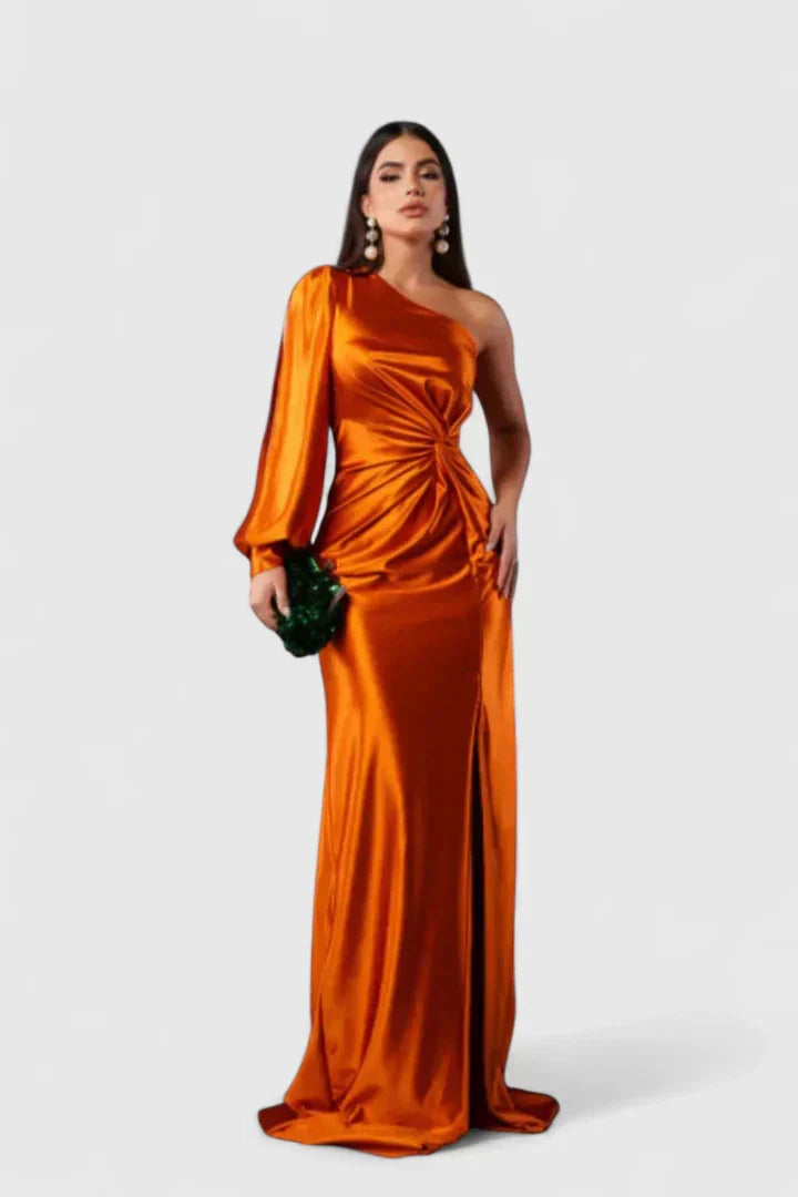 Women's One-Shoulder Maxi Dress - Elegant Party Styling