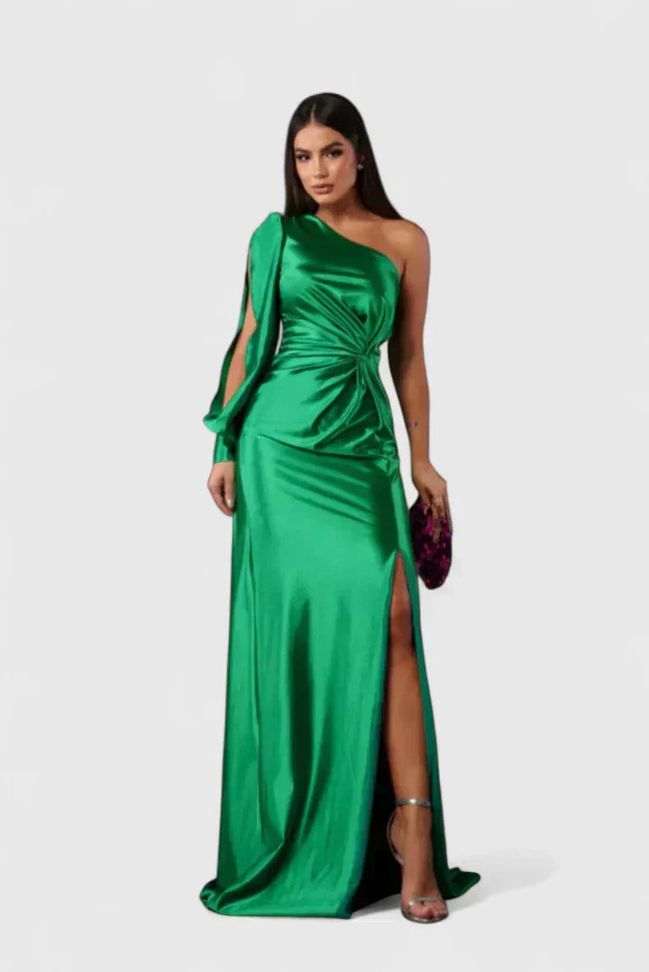 Women's One-Shoulder Maxi Dress - Elegant Party Styling