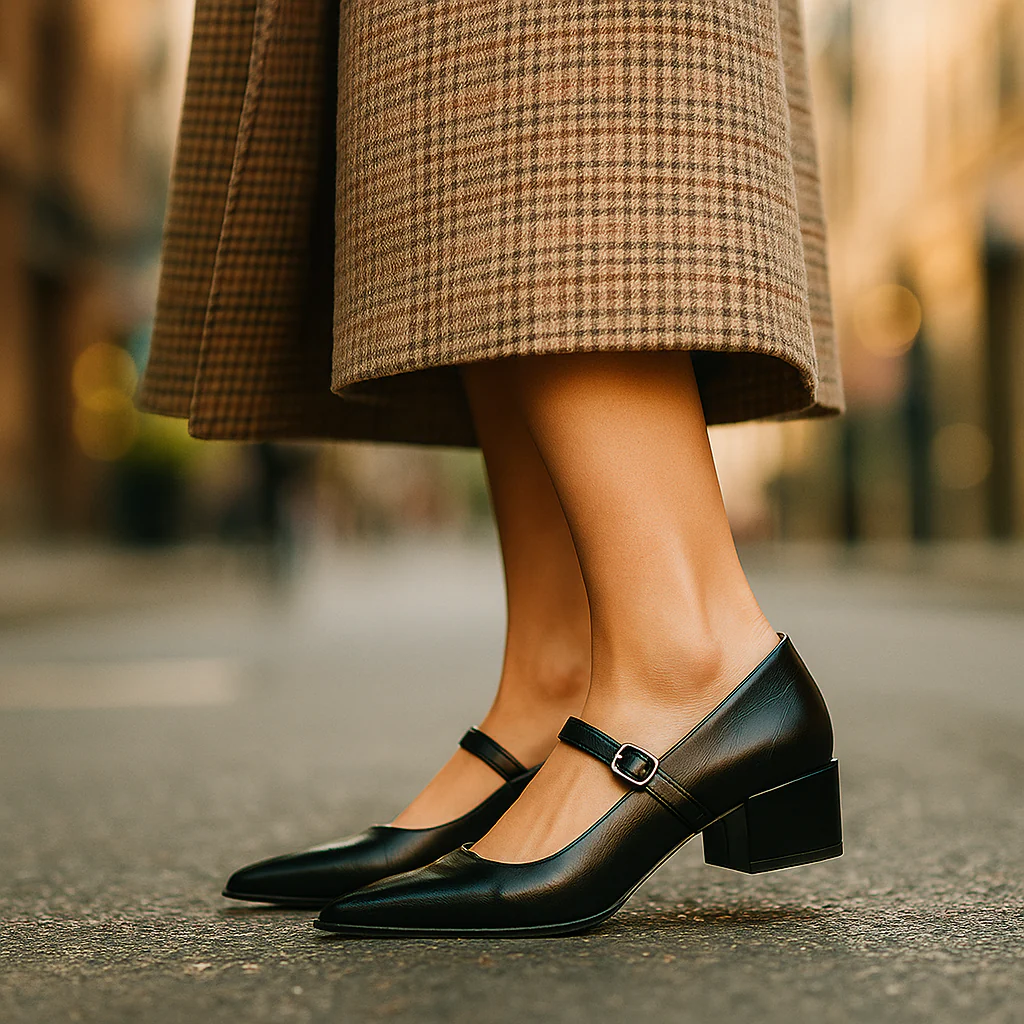 Women's Lureza Mary Janes - Modern Block Heel with Pointed Toe