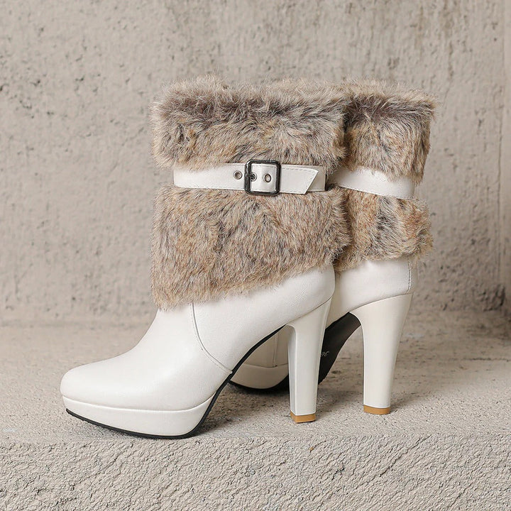 Women's Scarlett Fur-Cuff Heel Boot - Cozy Ankle Boots with Faux Fur