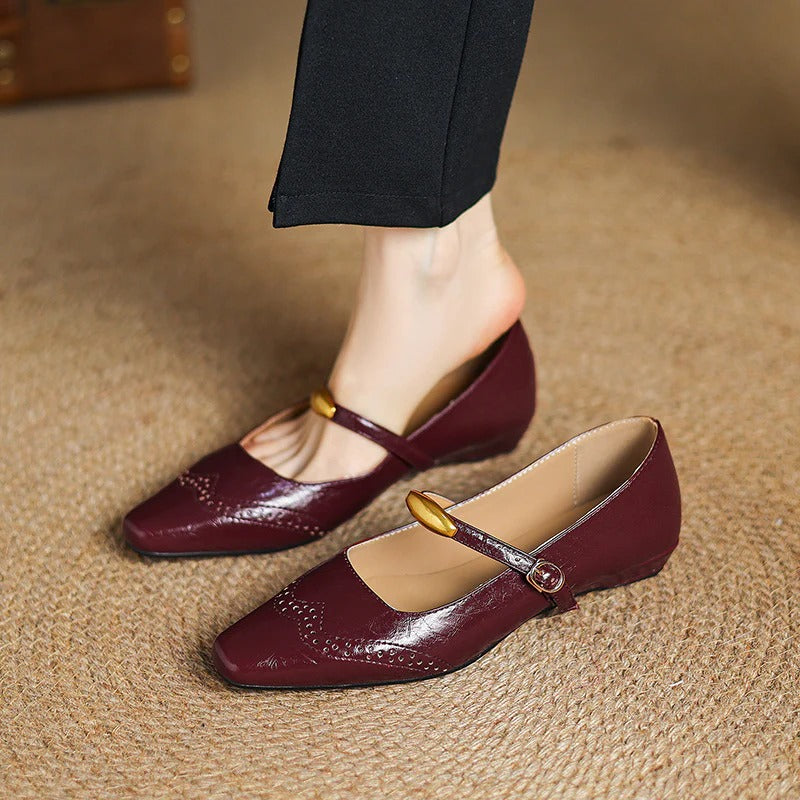 Women's Leather Wedges - Vintage Parisian Elegance