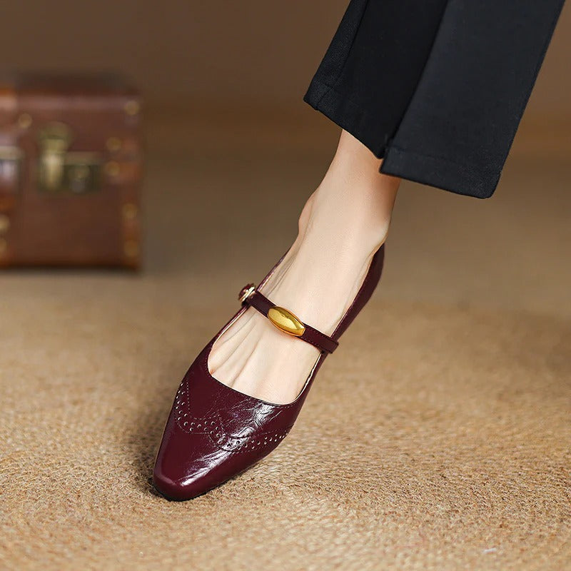 Women's Leather Wedges - Vintage Parisian Elegance